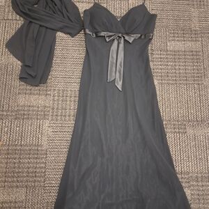 Chic Black Maxi Dress with Satin Bow